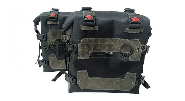 Fit For Royal Enfield Guerrilla 450 Canvas Pannier Bags Black - SPAREZO